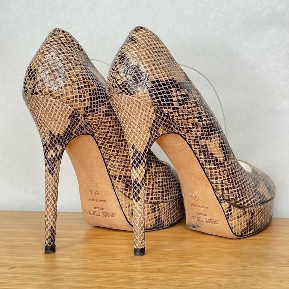 Jimmy Choo Dhalia stilletos 120mm black beige Python skin platform pumps EU38.5 - Picture 9 of 13